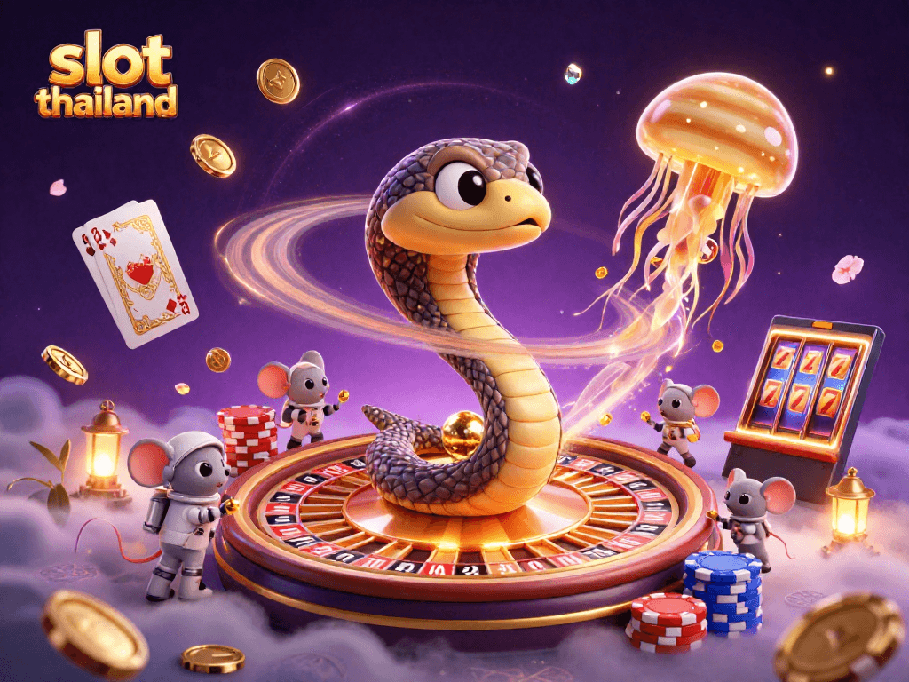 Experience thrilling wins at slot thailand with dynamic 3D cosmic gaming illustration.
