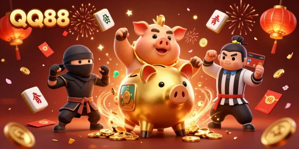 Experience thrilling wins at QQ88 with our dynamic gaming illustration, showcasing excitement and action!