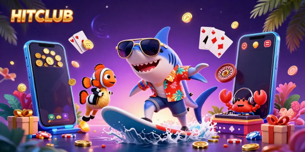 Experience the excitement of HITCLUB with vibrant slot games and energetic sea creatures.