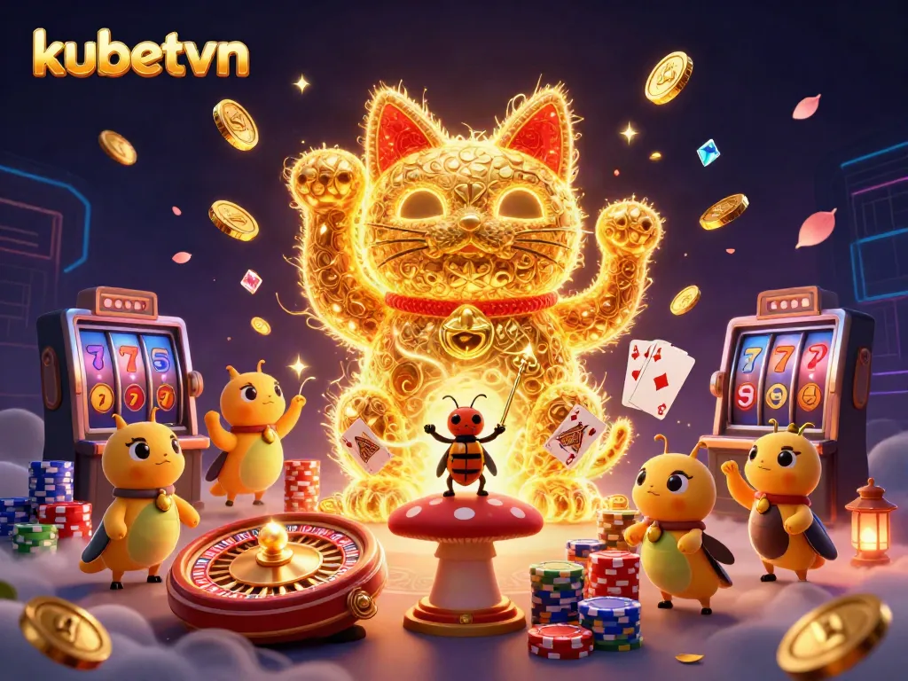 Enhance your wins with kubetvn's vibrant 3D illustration showcasing the world of gaming.