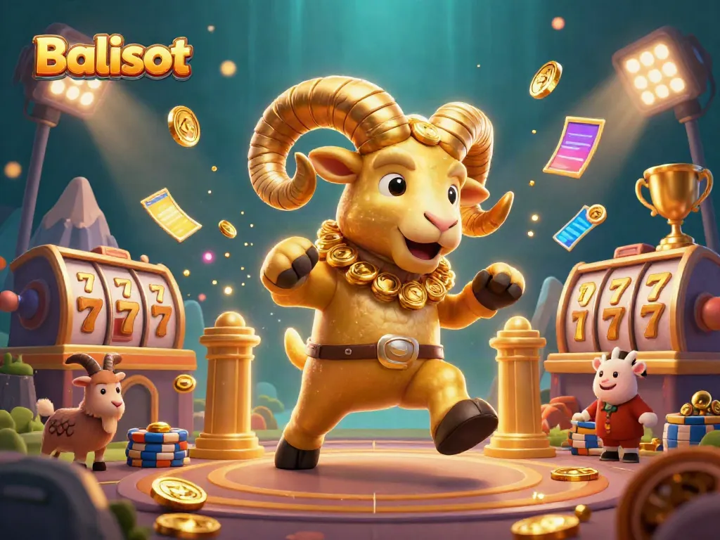 Balislot brings excitement to the casino experience with vibrant slot elements and a golden charging ram.