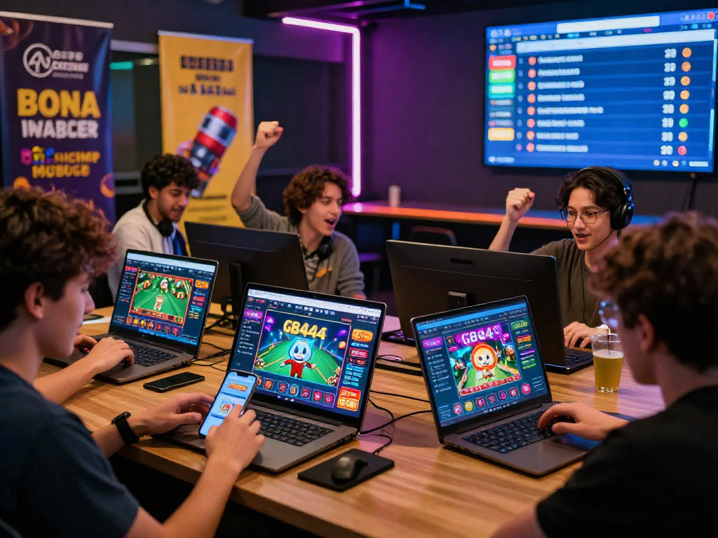 Players engaging with GB444 online gaming platform featuring live casino games and exciting sportsbook.