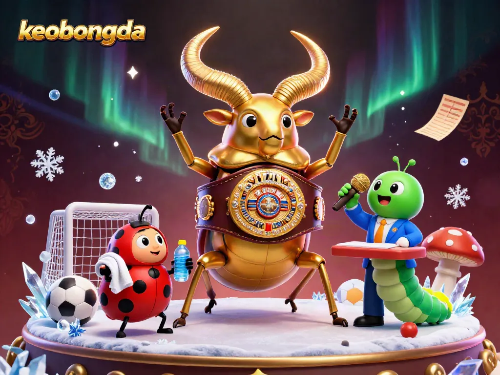 Bet on keobongda as the champion in a vibrant sports betting arena illustration amid a golden glow.