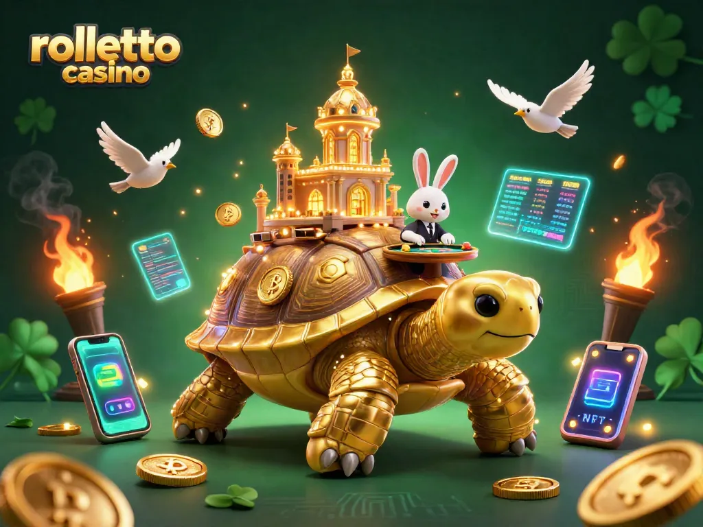 Experience thrilling gaming at rolletto casino featuring a golden tortoise and dynamic gaming elements.