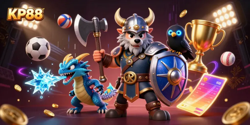Experience exhilarating gaming action at KP88 featuring Viking warriors and dynamic sports elements.