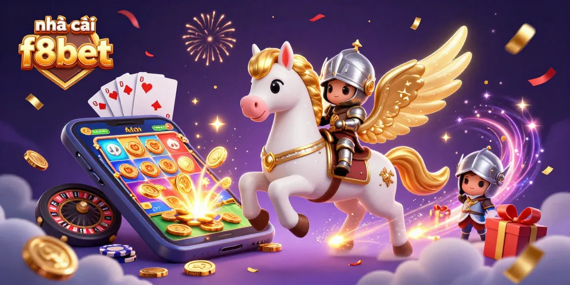 Experience excitement with nhà cái f8bet as you spin reels and celebrate winnings in this vibrant scene.