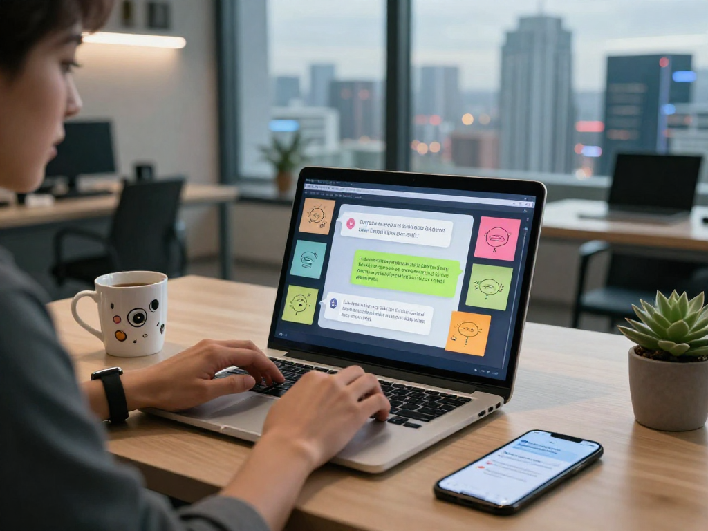 Engaging in nsfw AI chat in a modern digital workspace filled with vibrant elements.