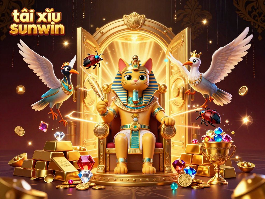 Engage with tài xỉu sunwin strategy through an ultra-detailed 3D illustration of a royal Egyptian scene.