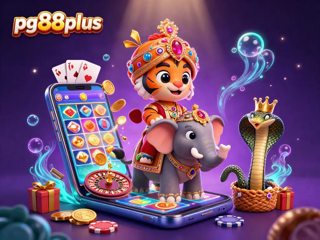 Experience vivid gaming with pg88plus featuring a vibrant 3D casino scene full of action.