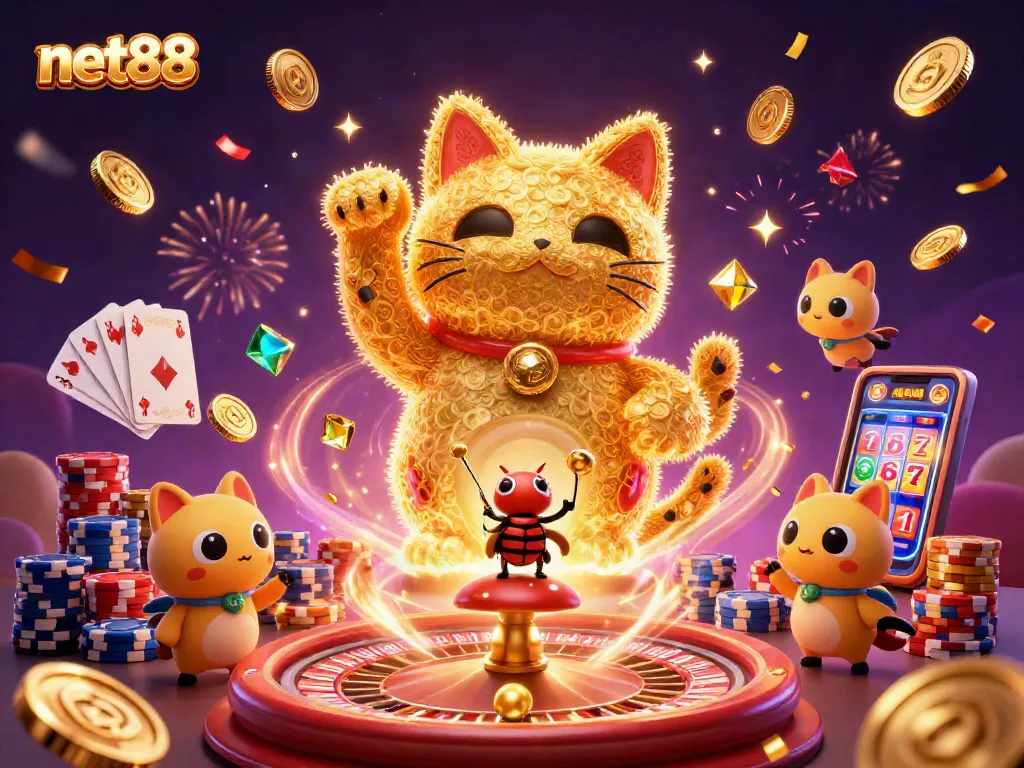 Bet on net88 and enjoy the thrill of winning with golden fireflies and casino elements.