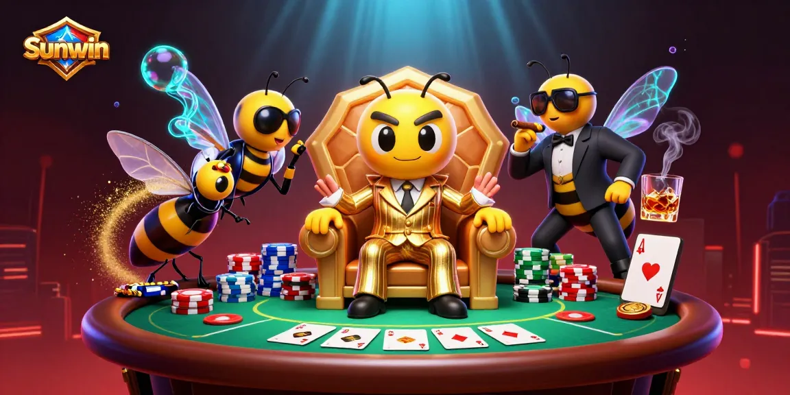Experience Sunwin's thrilling poker night with a mob boss and glittering chips in a fantastical setting.