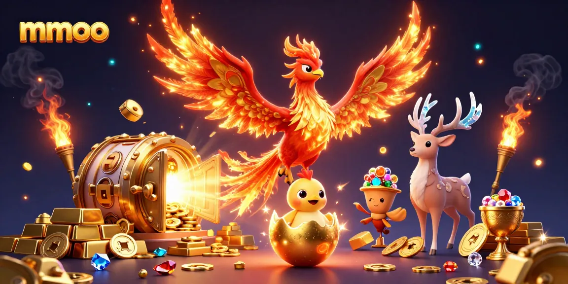 Experience winning thrill with mmoo in this colorful 3D casino illustration!