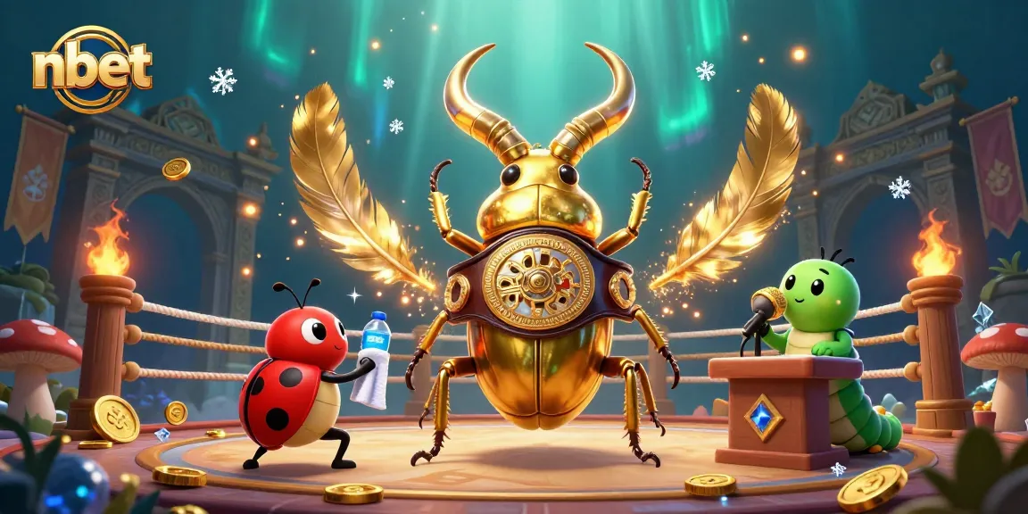 Join nbet in an epic 3D casino arena, featuring a golden stag beetle boxing champion.