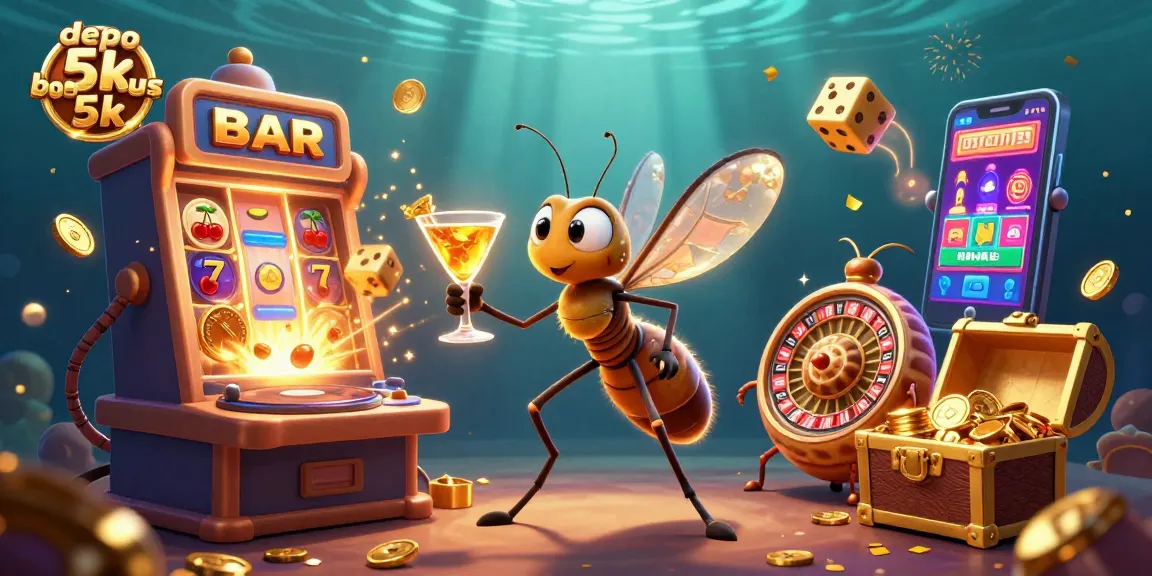 Experience thrilling casino fun with depo 5k bonus 5k through this vibrant, colorful 3D illustration.