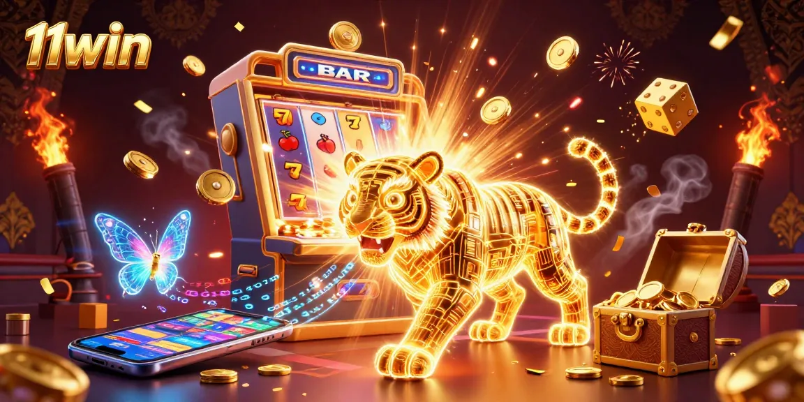 Experience the thrilling atmosphere of 11win with illuminated casino elements and vibrant jackpots!