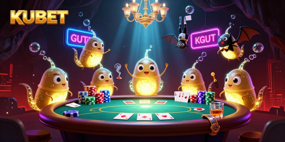 KUBET illuminates a vibrant cave casino scene with glowworms and thrilling poker action.